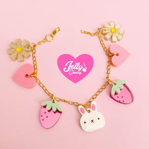 Pulsera fresas y conejos