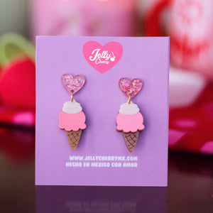 Aretes helado de fresa