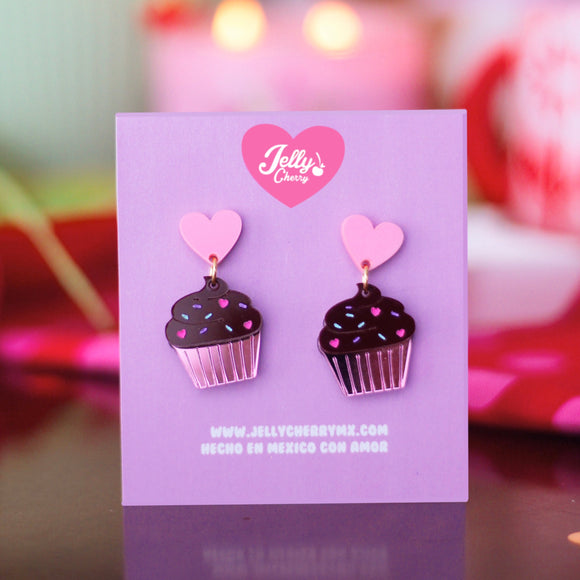 Aretes cupcake san Valentín