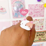 Anillo gatito crema￼