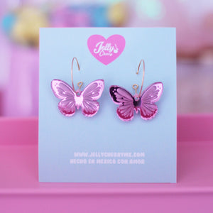 Aretes mariposas metálicas