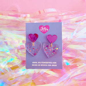 Aretes glitter de corazón