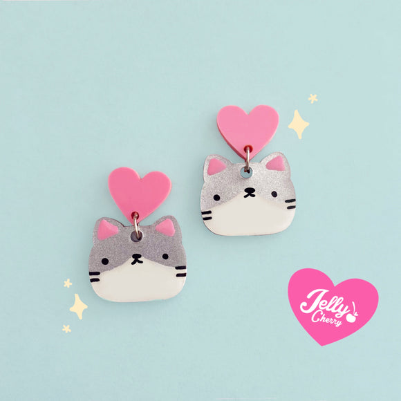 Aretes gatito gris